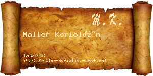 Maller Koriolán névjegykártya
